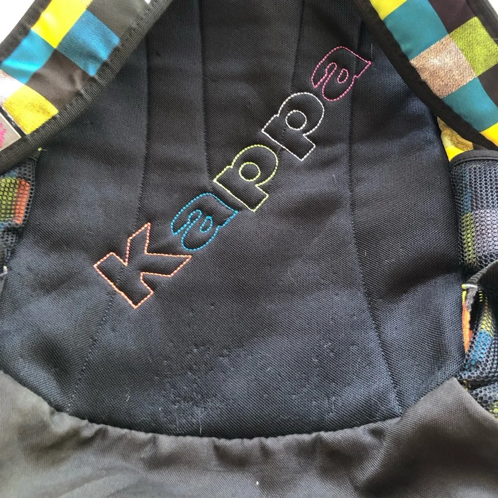 Kappa Large Logo Checkerboard Backpack Multicolored Adjustable Straps Mesh Back